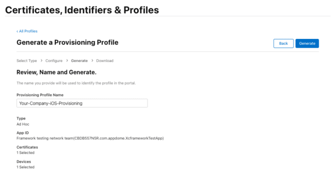 Generate A Provisioning Profile