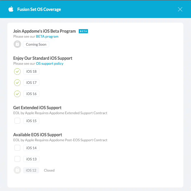 iOS Fusion Set Os Coverage