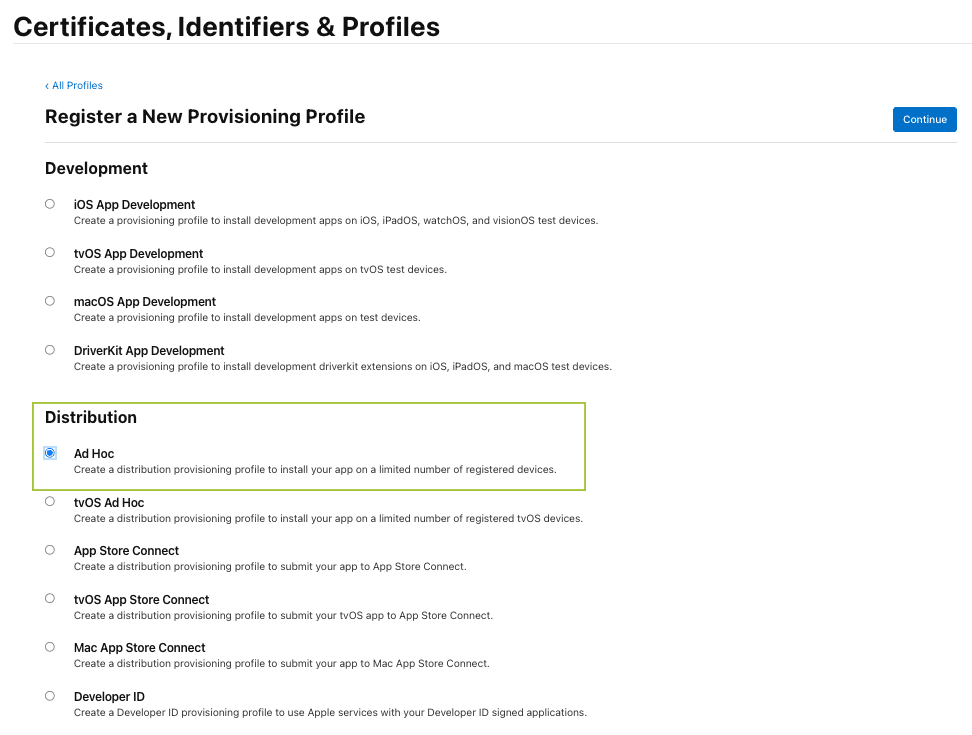 Select The Distribution Type Ad Hoc