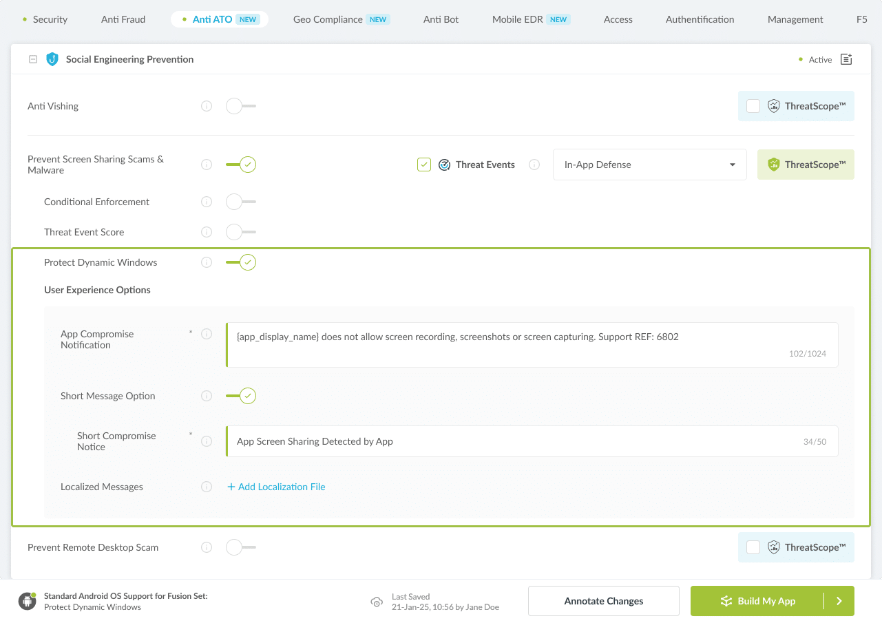 Protect Dynamic Windows option