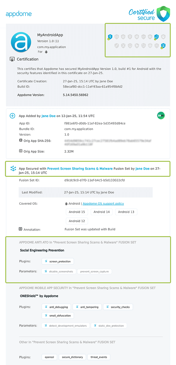 Prevent Screen Sharing Scams & Malware shown in Certificate secure