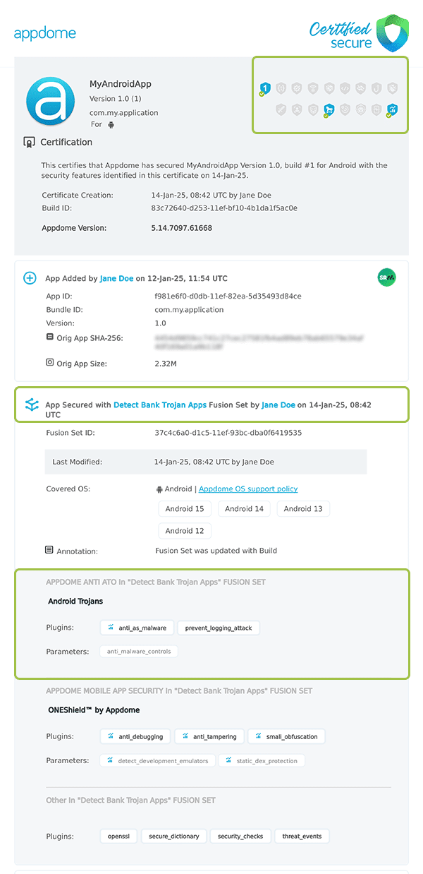 Prevent Logging Attacks shown in Certificate secure