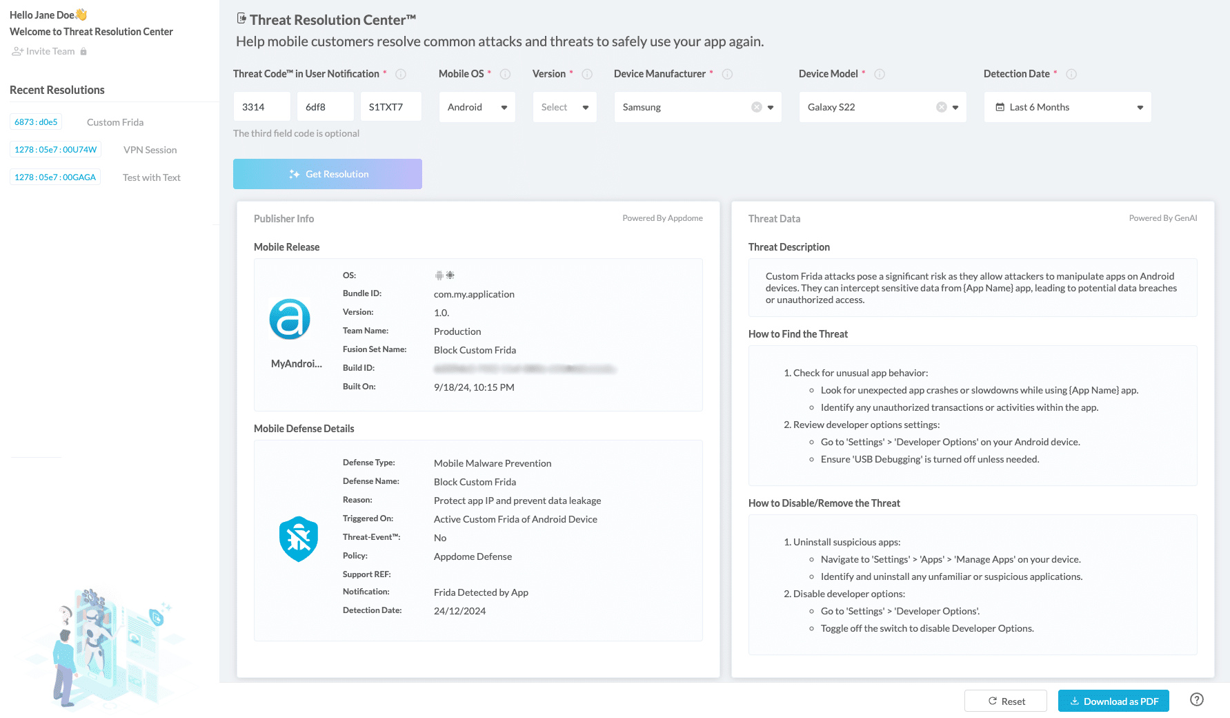 Threat Resolution Center Remediation Results