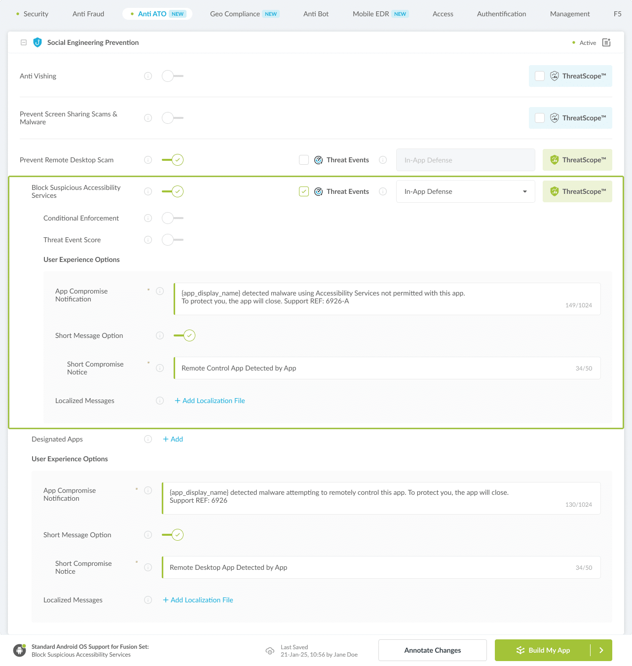 Block Suspicious Accessibility Services option