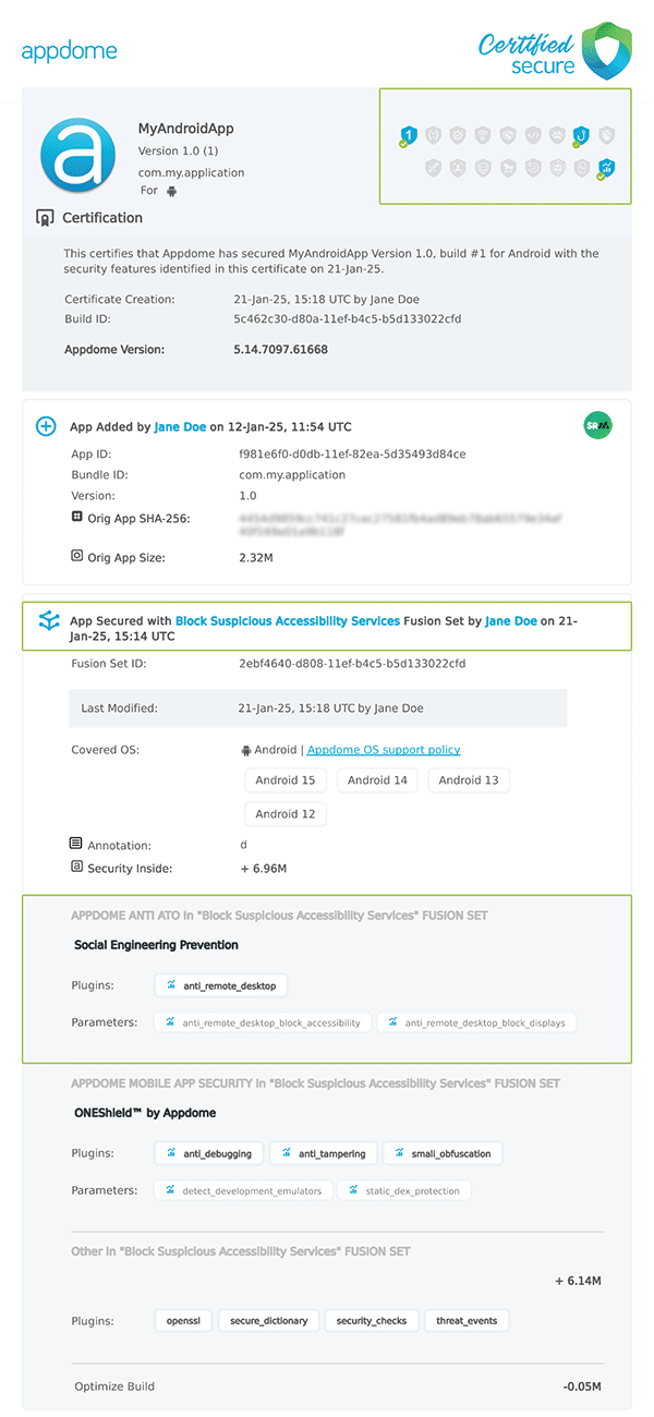 Block Suspicious Accessibility Services shown in Certificate secure