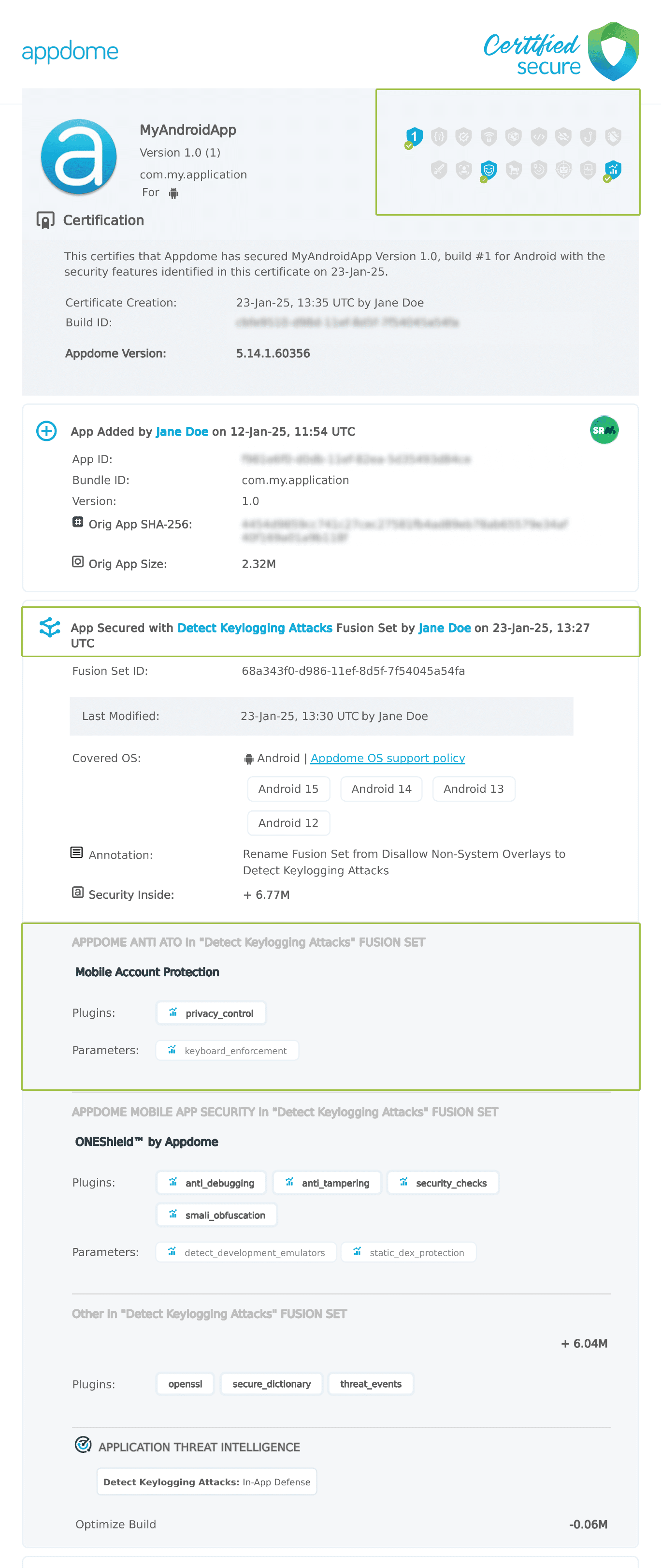 Detect Keylogging Attacks > Disable Keystroke Logging shown in Certificate secure