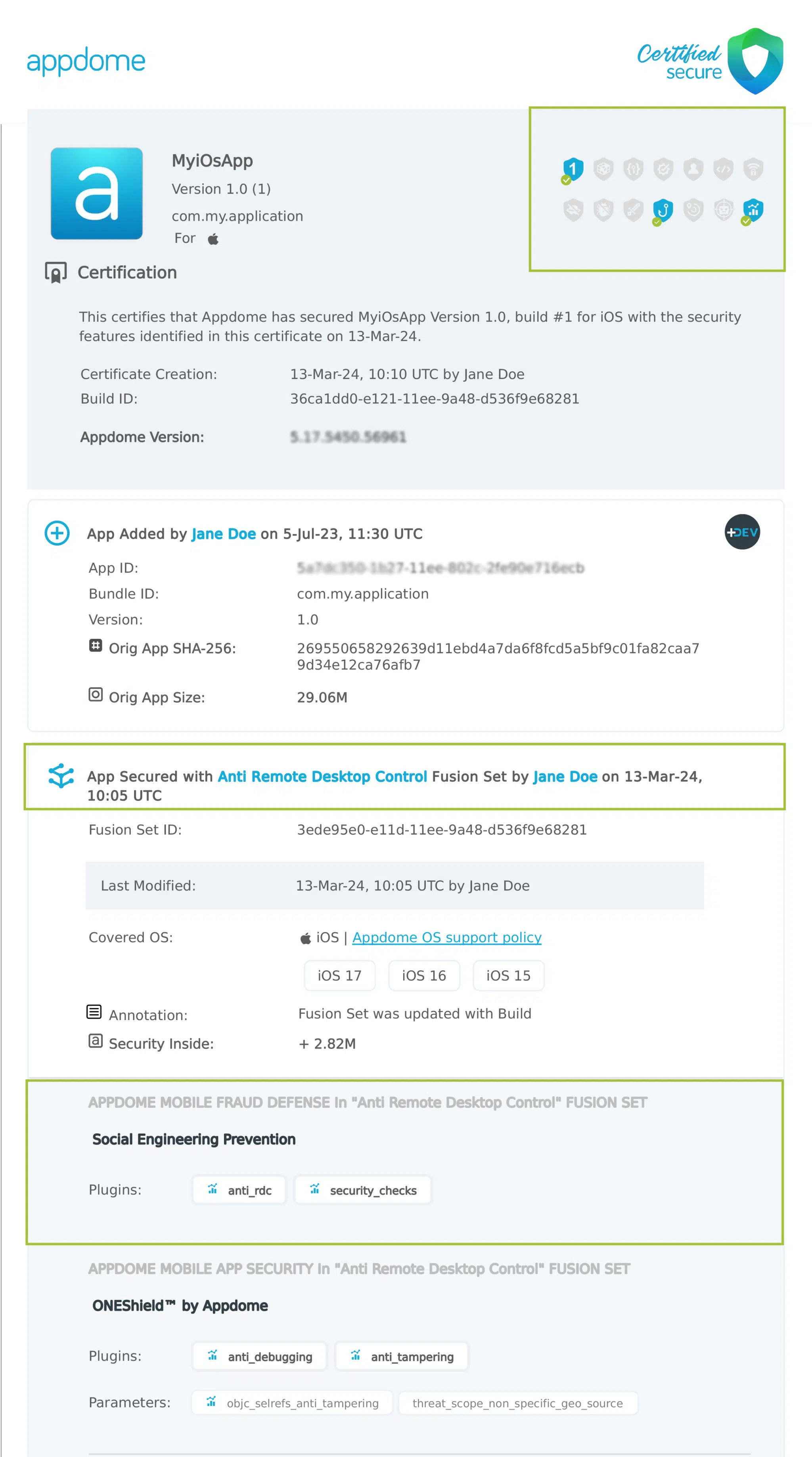 Anti Remote Desktop Control shown in Certificate secure