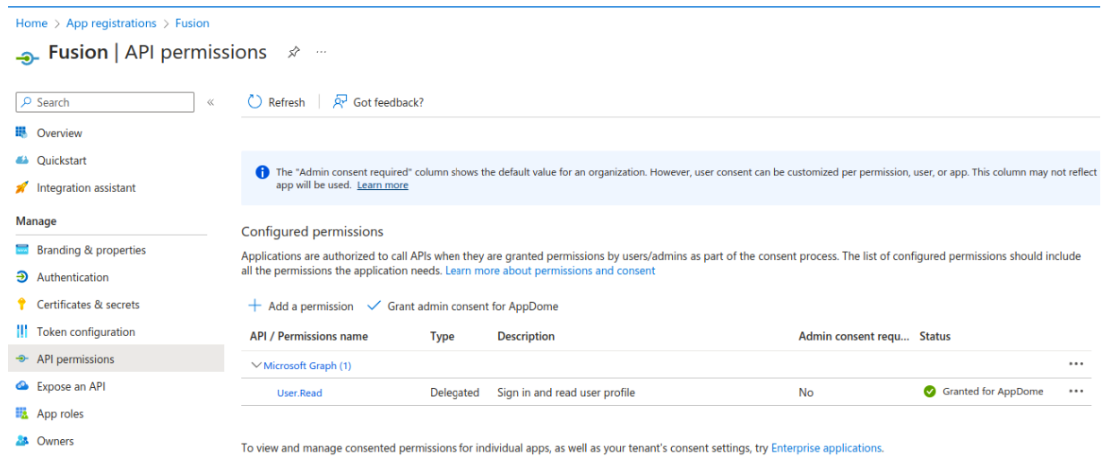 Api Permissions Page