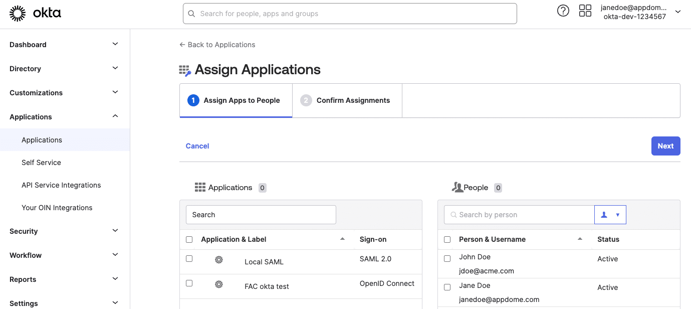 Assign Applications