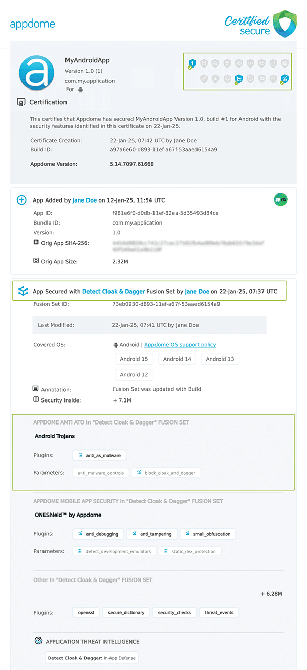 Detect Cloak & Dagger shown in Certificate secure