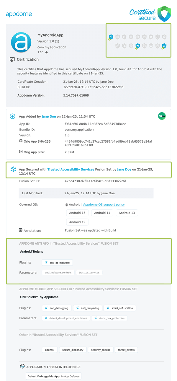 Set Trusted Accessibility Services shown in Certificate secure