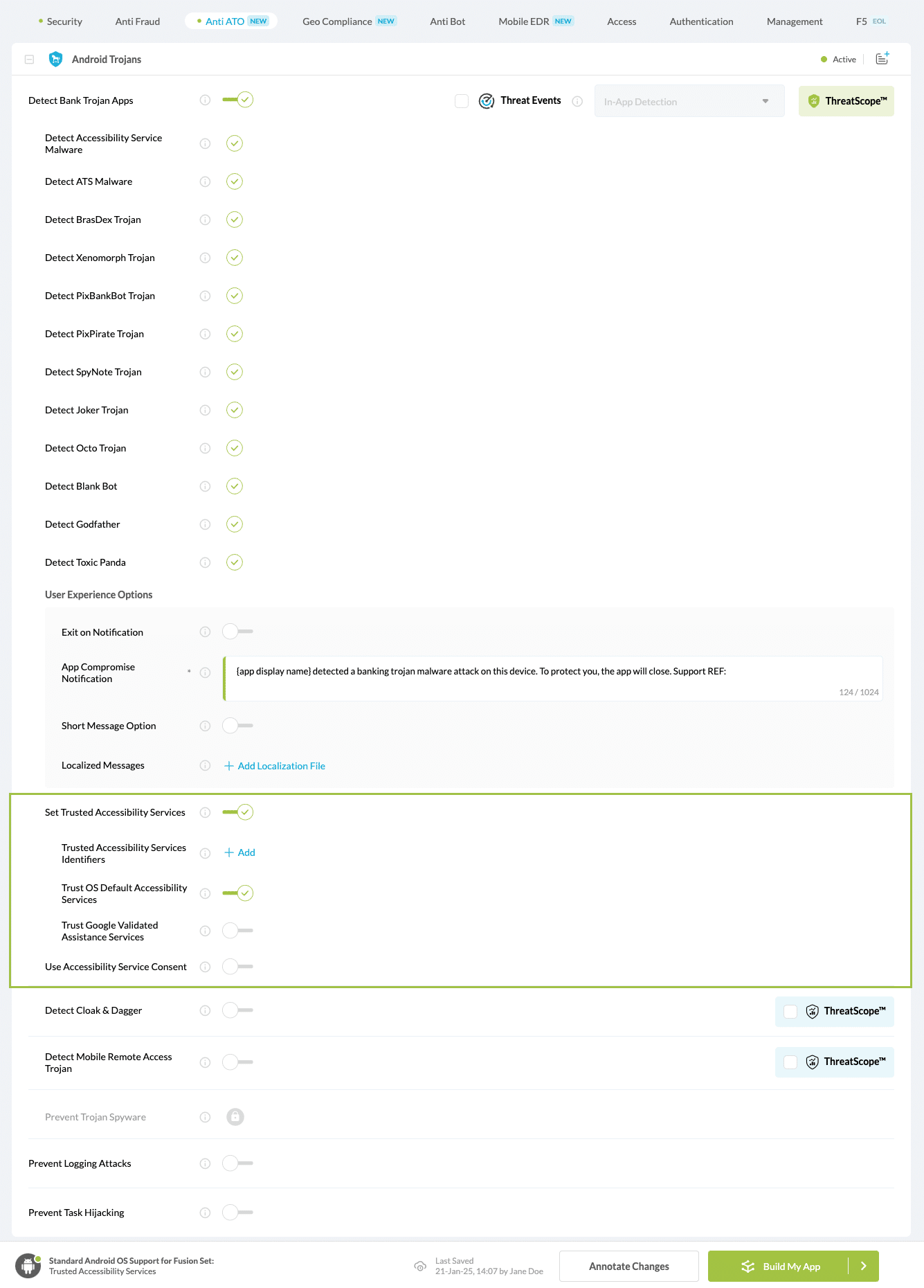 Set Trusted Accessibility Services option