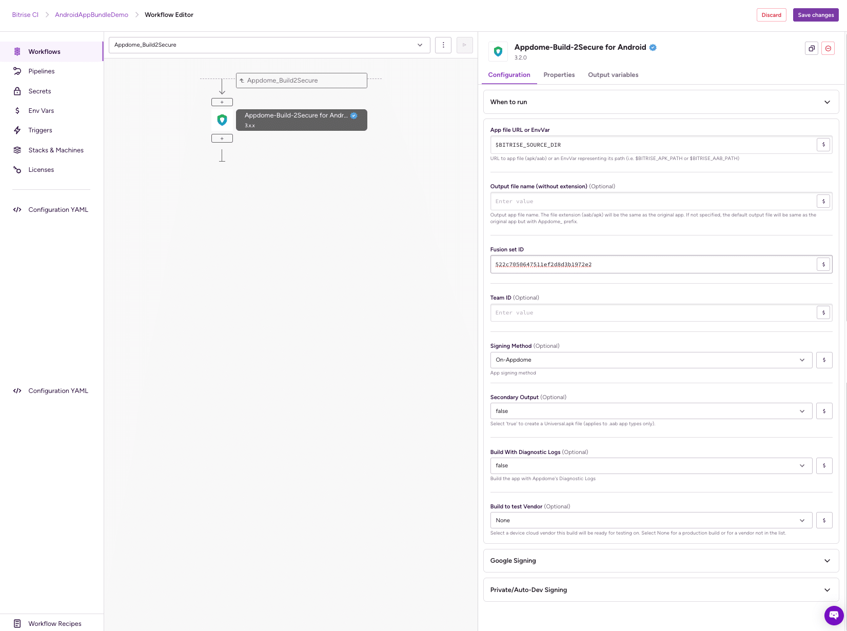 Appdome Build2secure Workflow