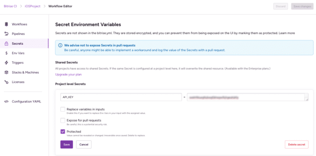 Secret Environment Variables