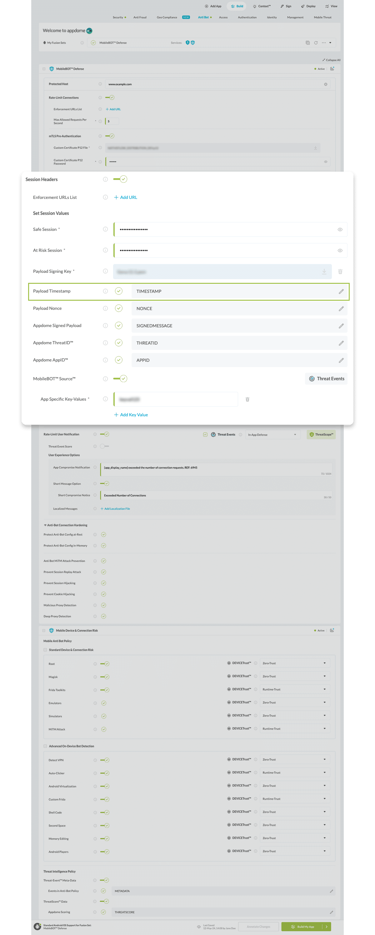 Payload Timestamp option