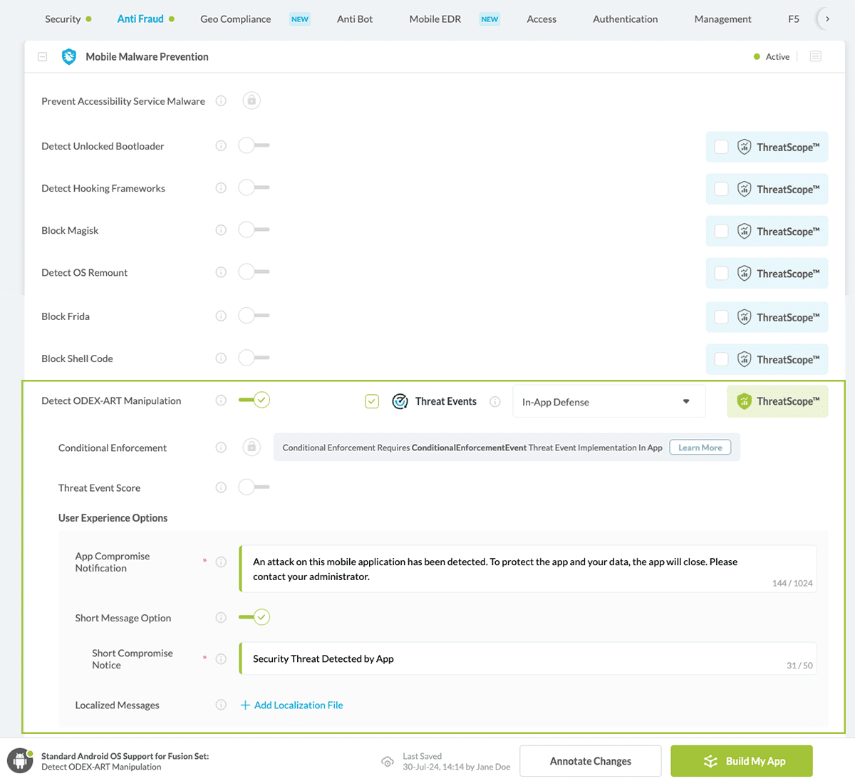 Detect ODEX-ART Manipulation option