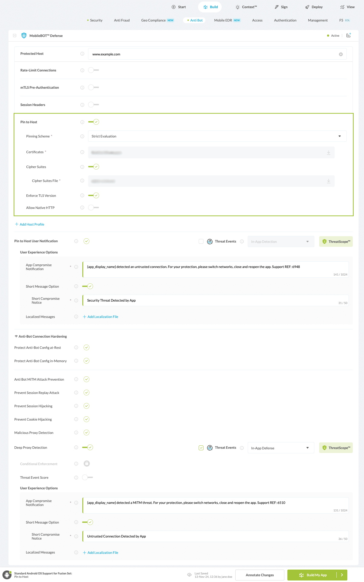 Pin to Host option