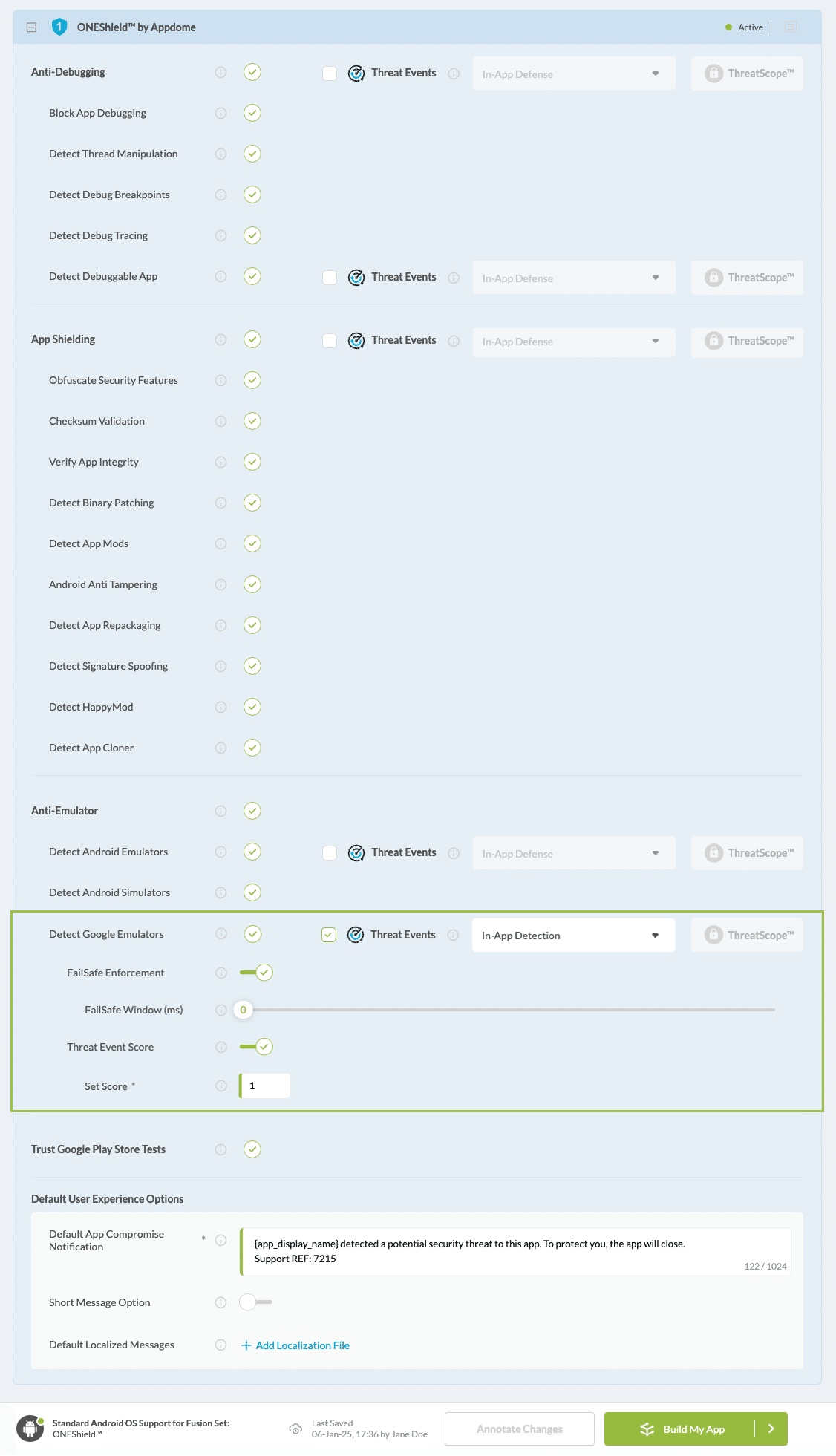 Detect Google Play Store Emulators option