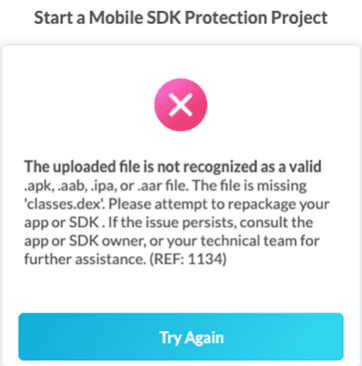 SDK upload error