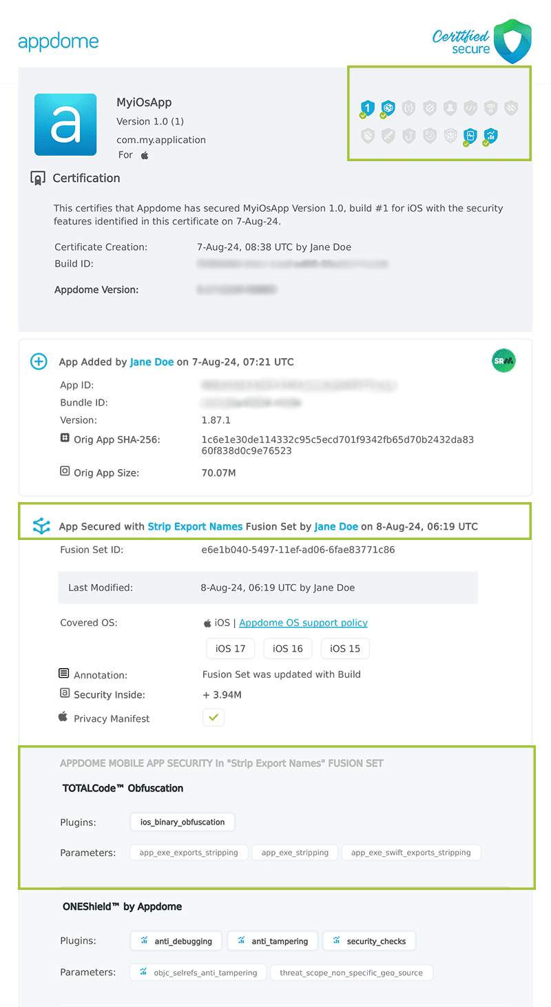 Strip Export Names shown in Certificate secure