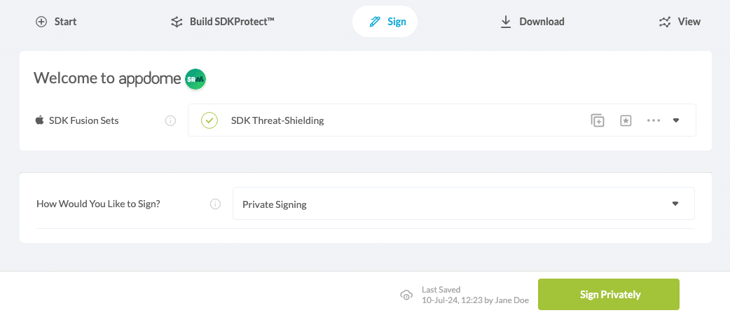 SDK Private Signing