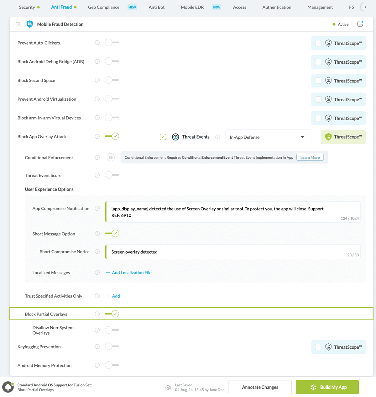 Block Partial Overlays  option