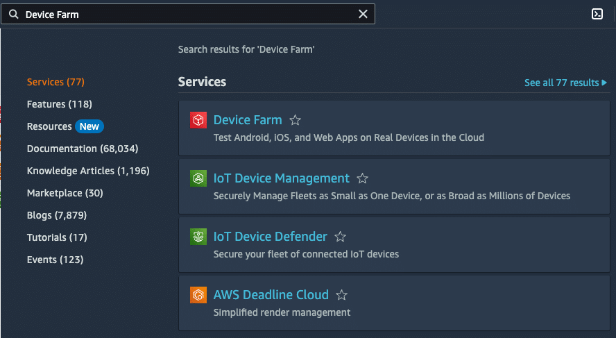 Search For Device Farm