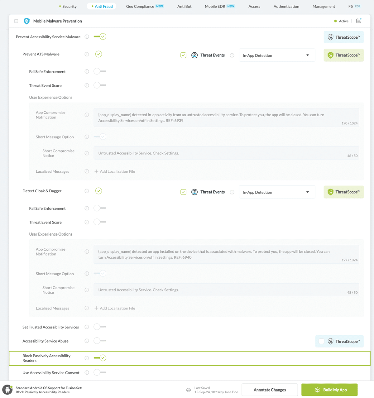 Block Passively Accessibility Readers option