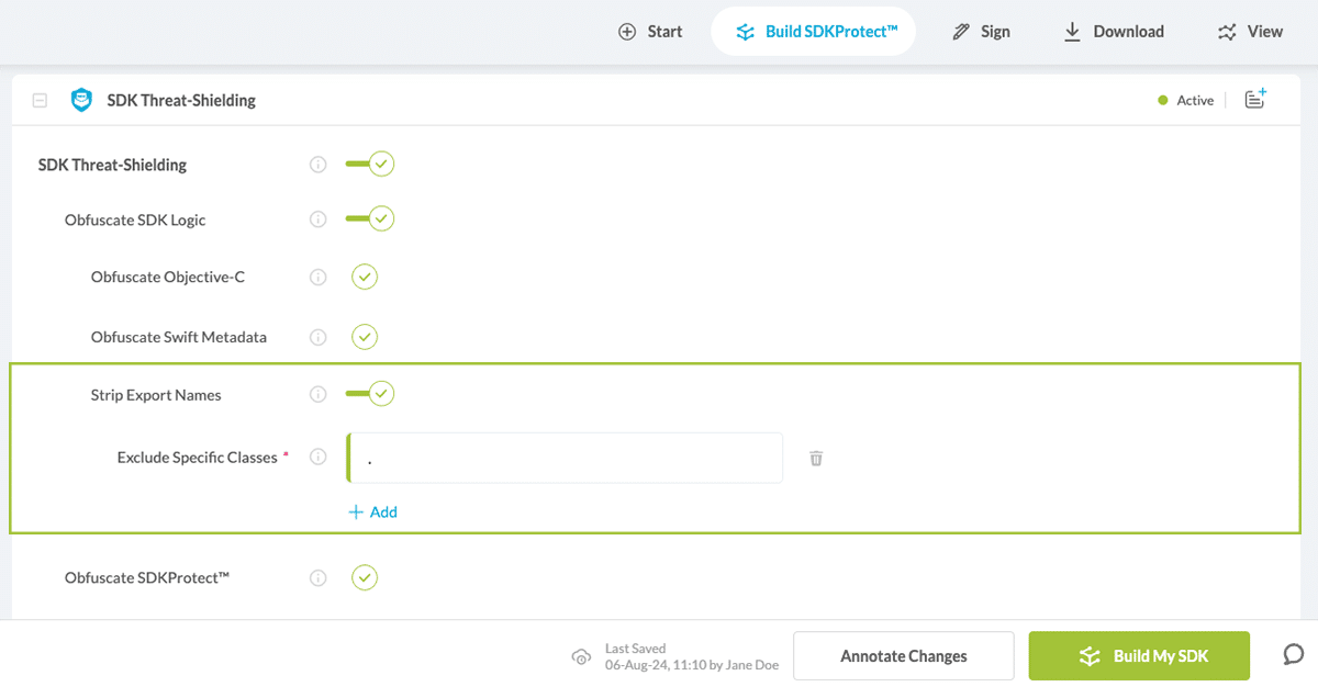 Toggle Strip Export Names