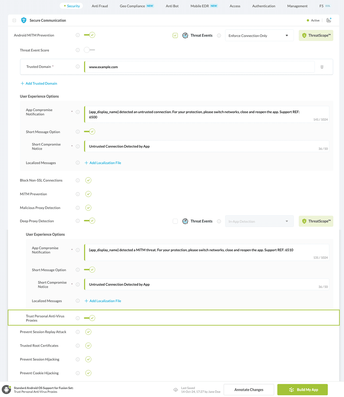 Trust Personal Anti-Virus Proxies option